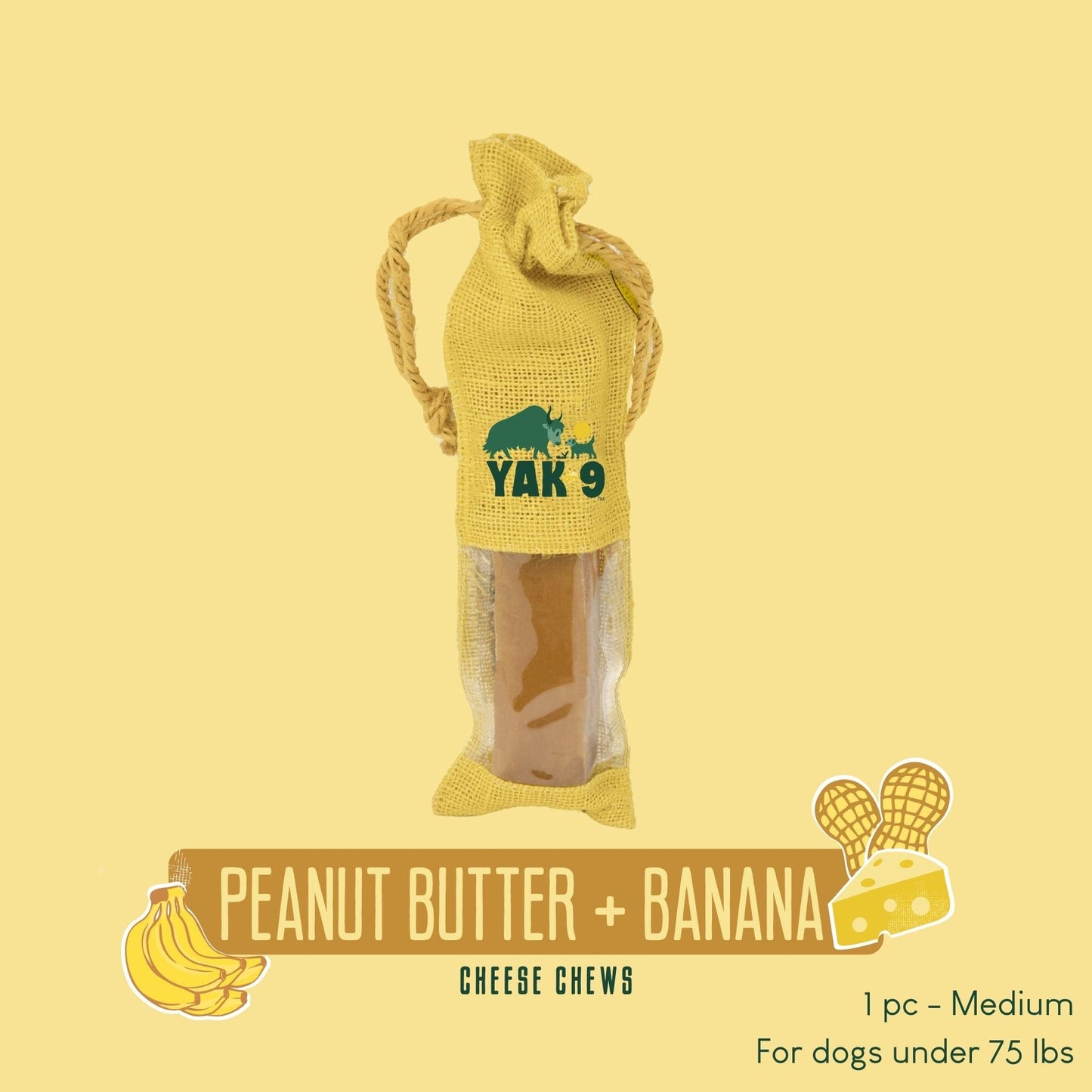 Yak9 Peanut Butter and Banana Yak Milk Chews for Dogs - Yak9 Chew