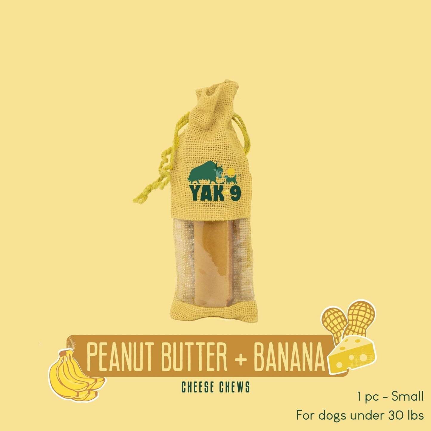 Yak9 Peanut Butter and Banana Yak Milk Chews for Dogs - Yak9 Chew
