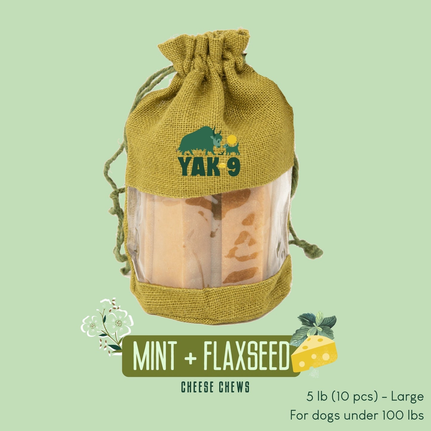 Yak9 - Flaxseed & Mint Cheese Chews for Dogs
