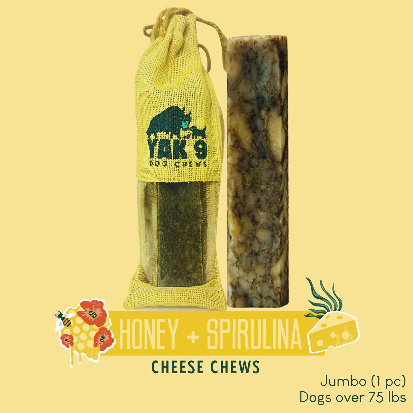 YAK9 Chews - Honey & Spirulina Cheese Chews for Dogs