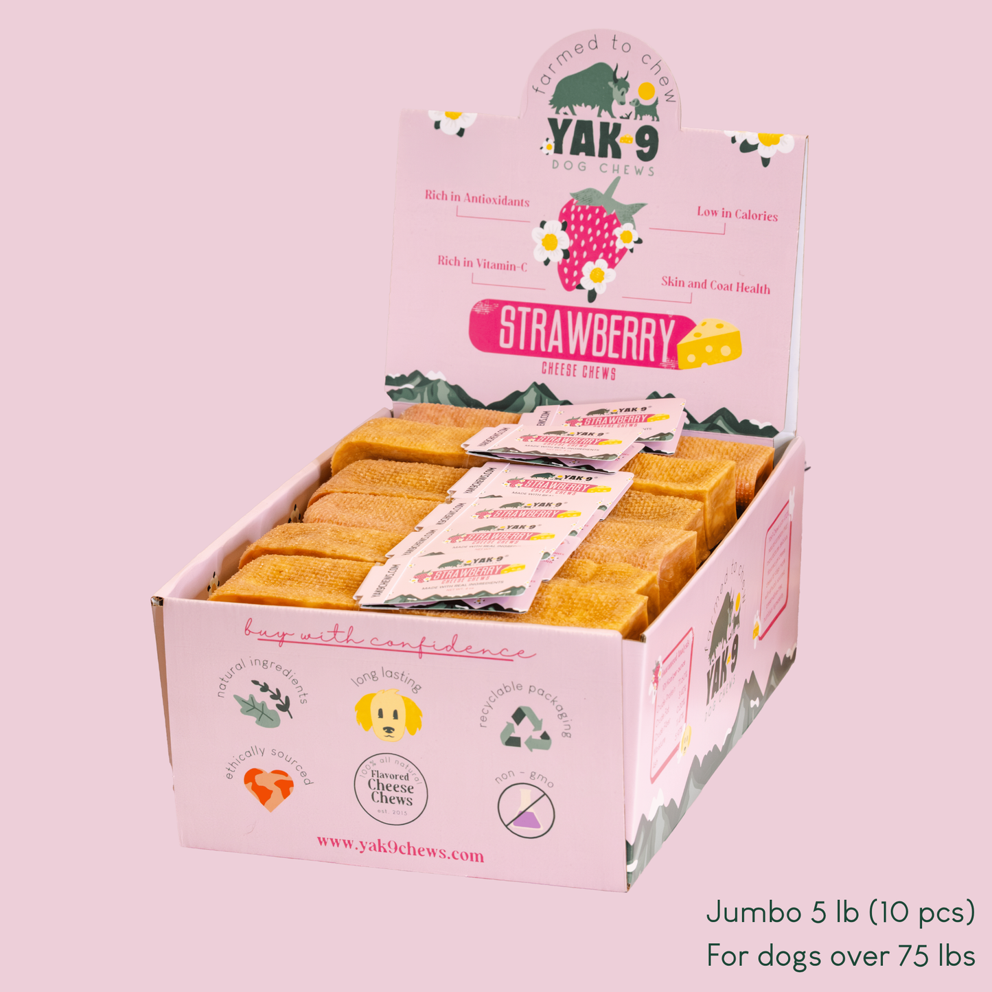 YAK9 Chews - Strawberry Cheese Chews for Dogs