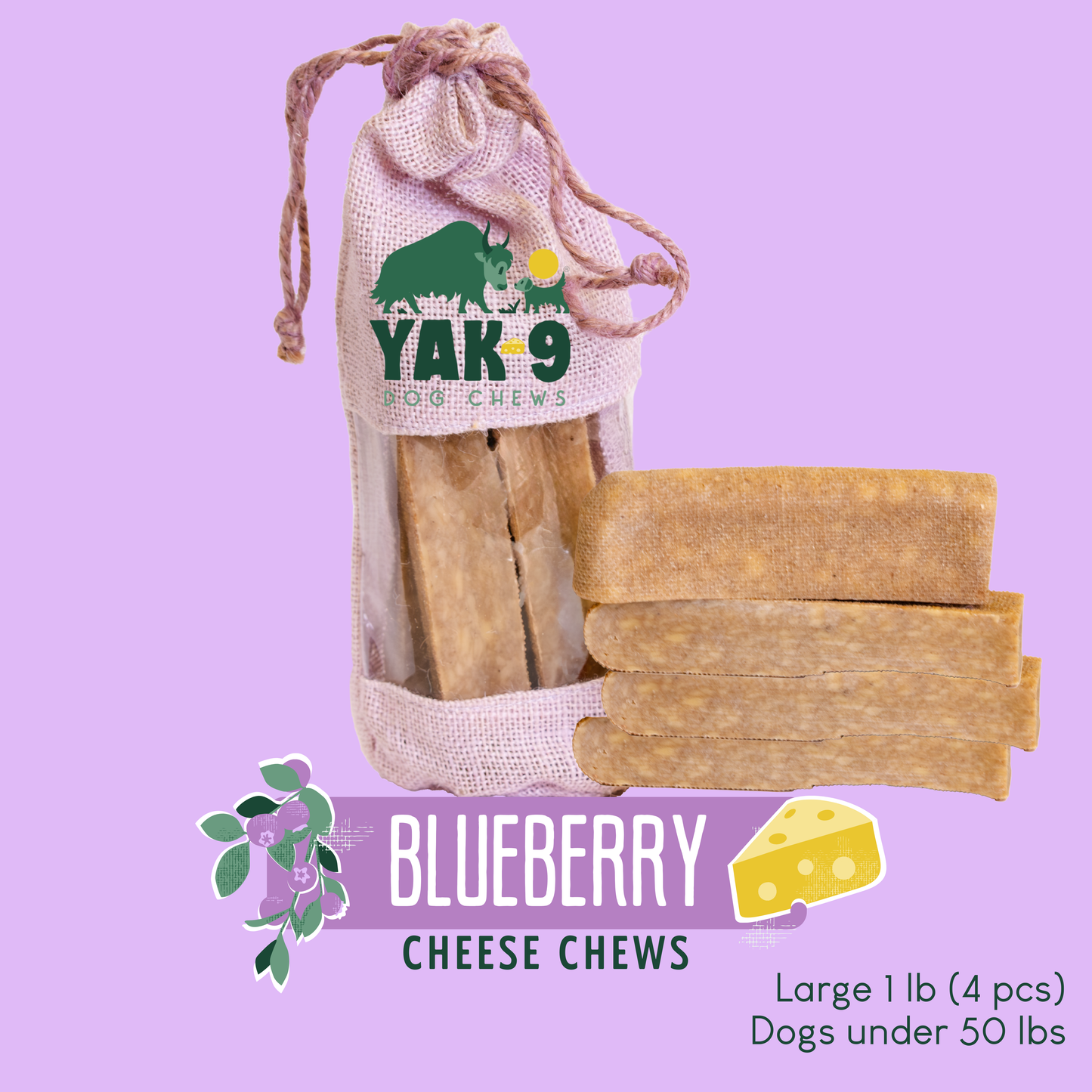 YAK9 Chews -  Blueberry Cheese Chews for Dogs