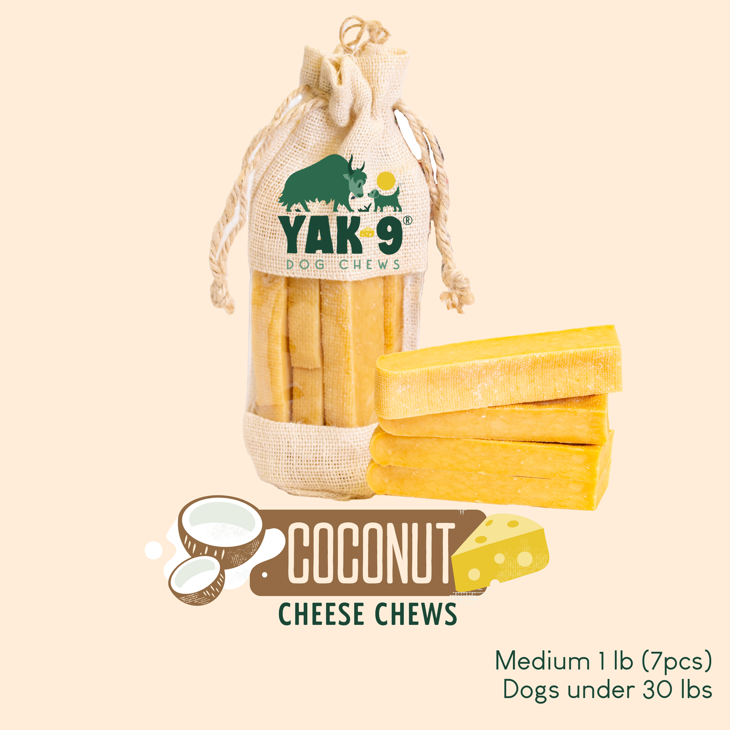 YAK9 Chews - Coconut Cheese Chews for Dogs