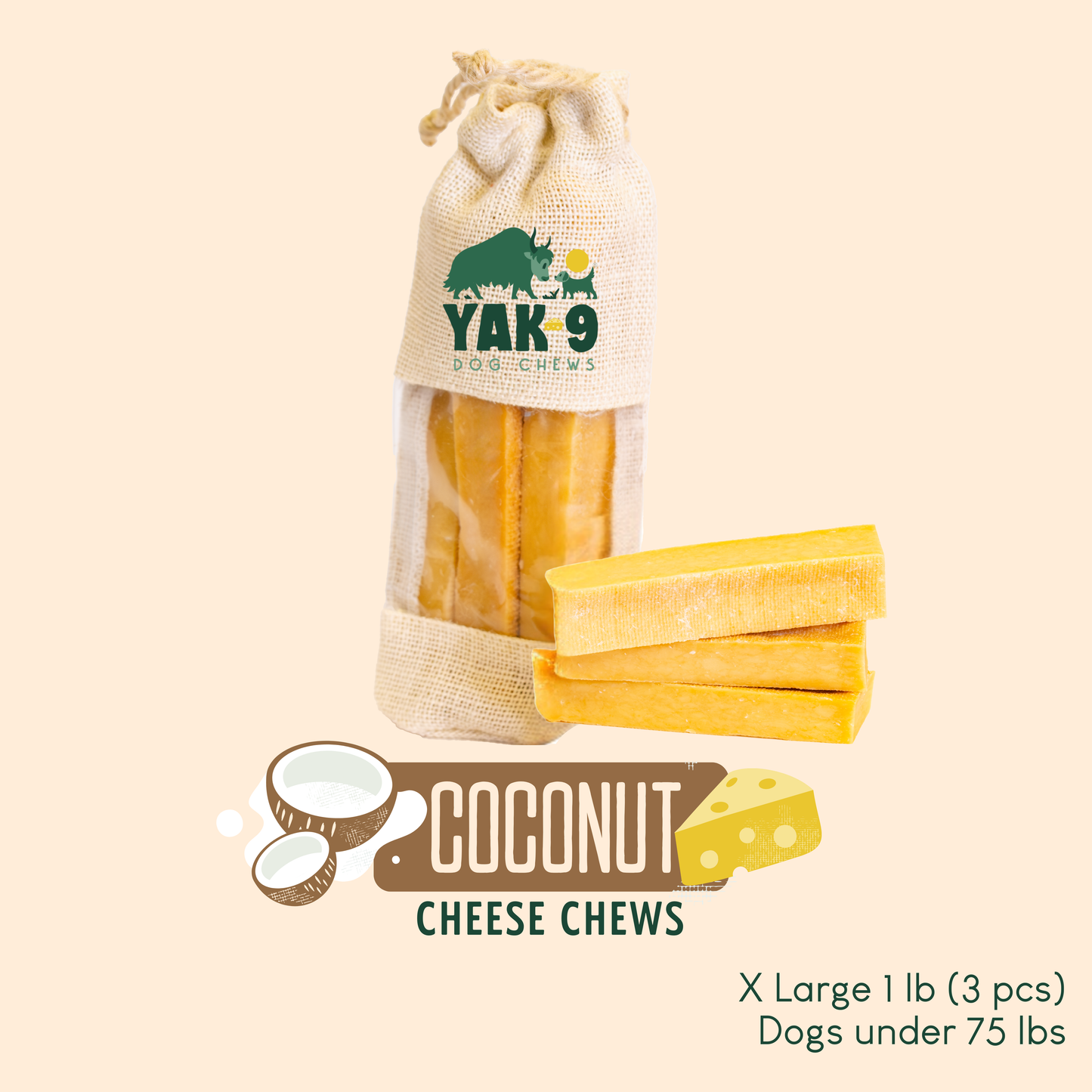 YAK9 Chews - Coconut Cheese Chews for Dogs