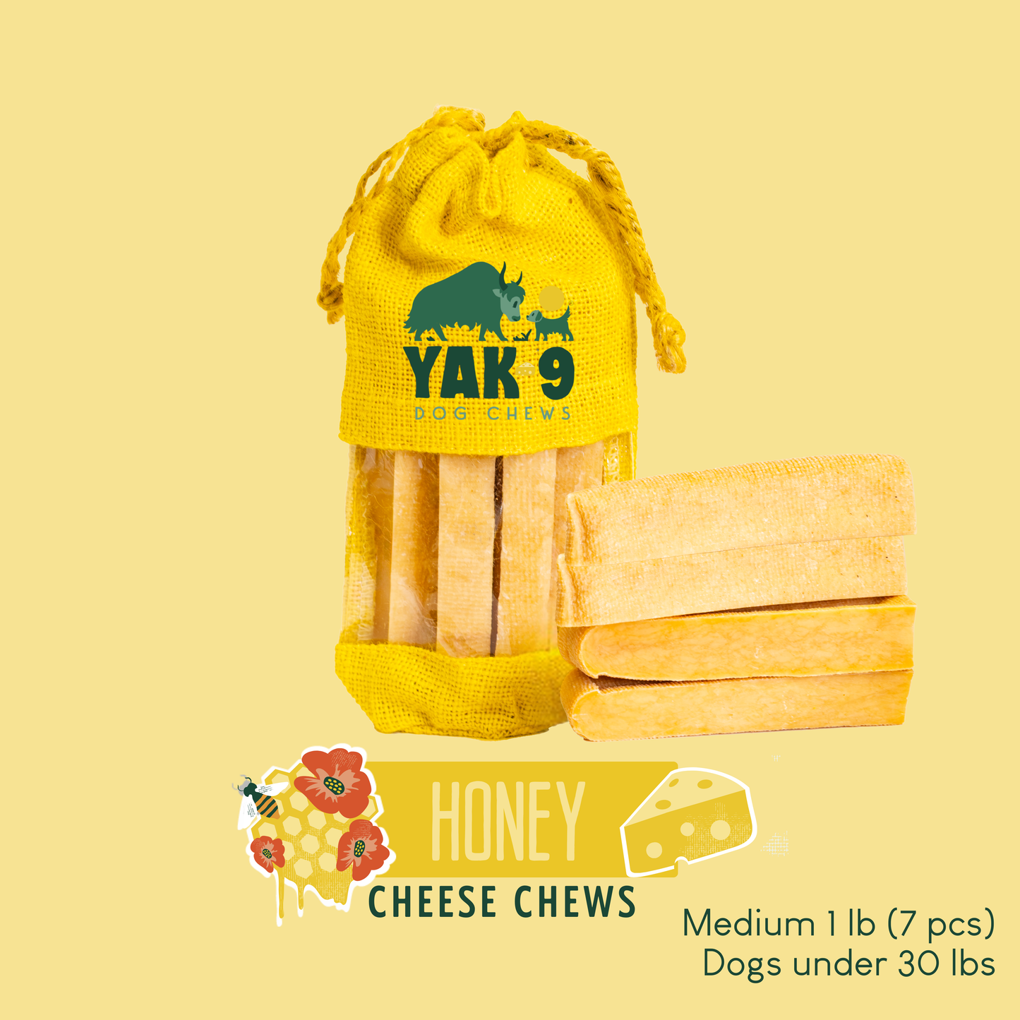 YAK9 Chews - Honey Cheese Chews for Dogs