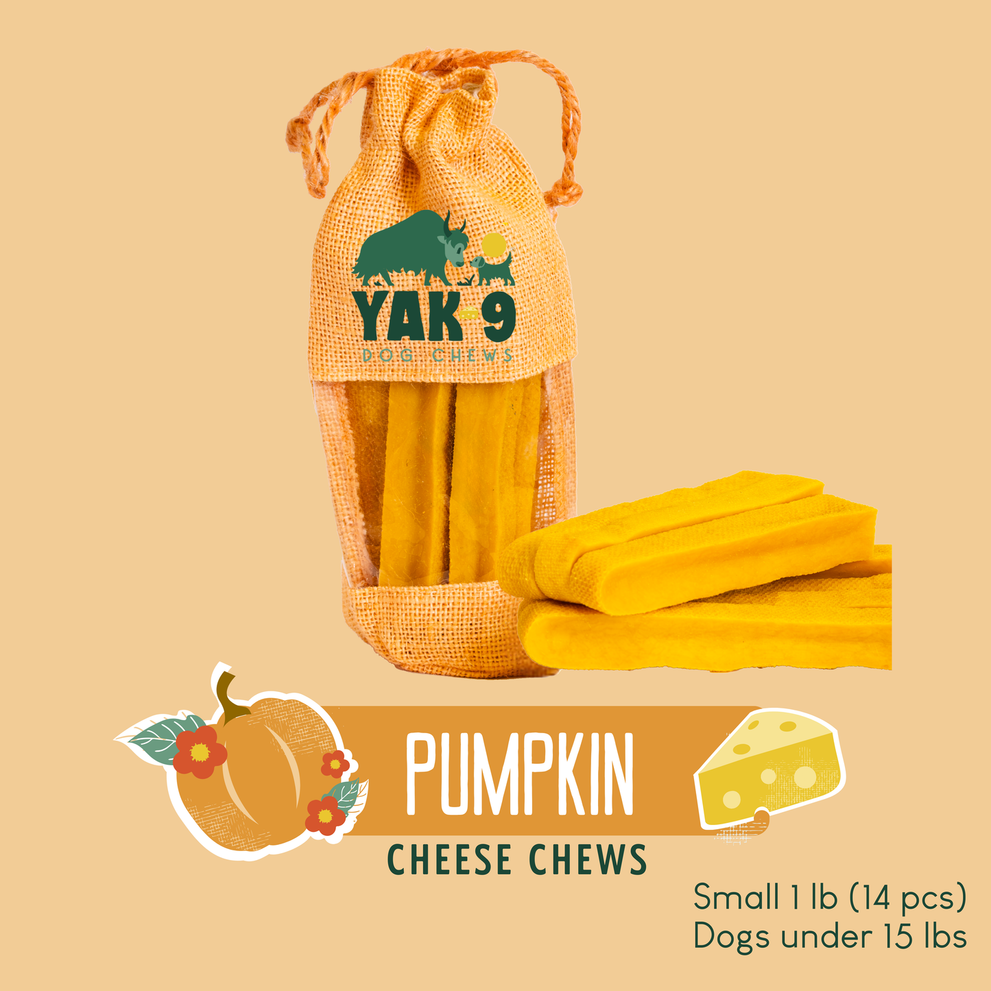 YAK9 Chews - Pumpkin Cheese Chews for Dogs