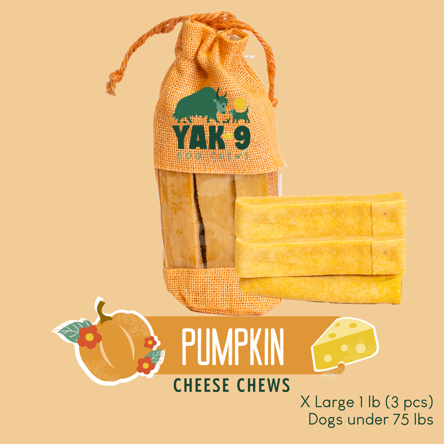 YAK9 Chews - Pumpkin Cheese Chews for Dogs