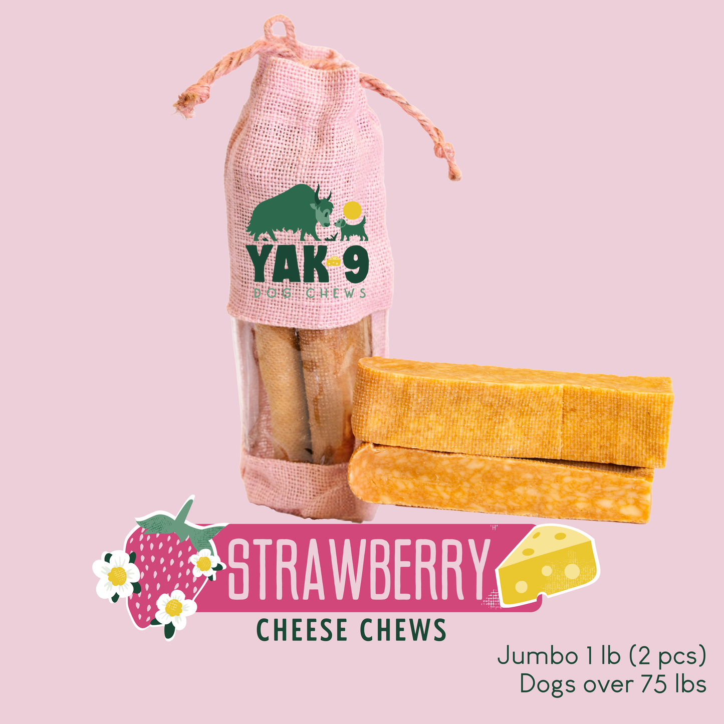 YAK9 Chews - Strawberry Cheese Chews for Dogs