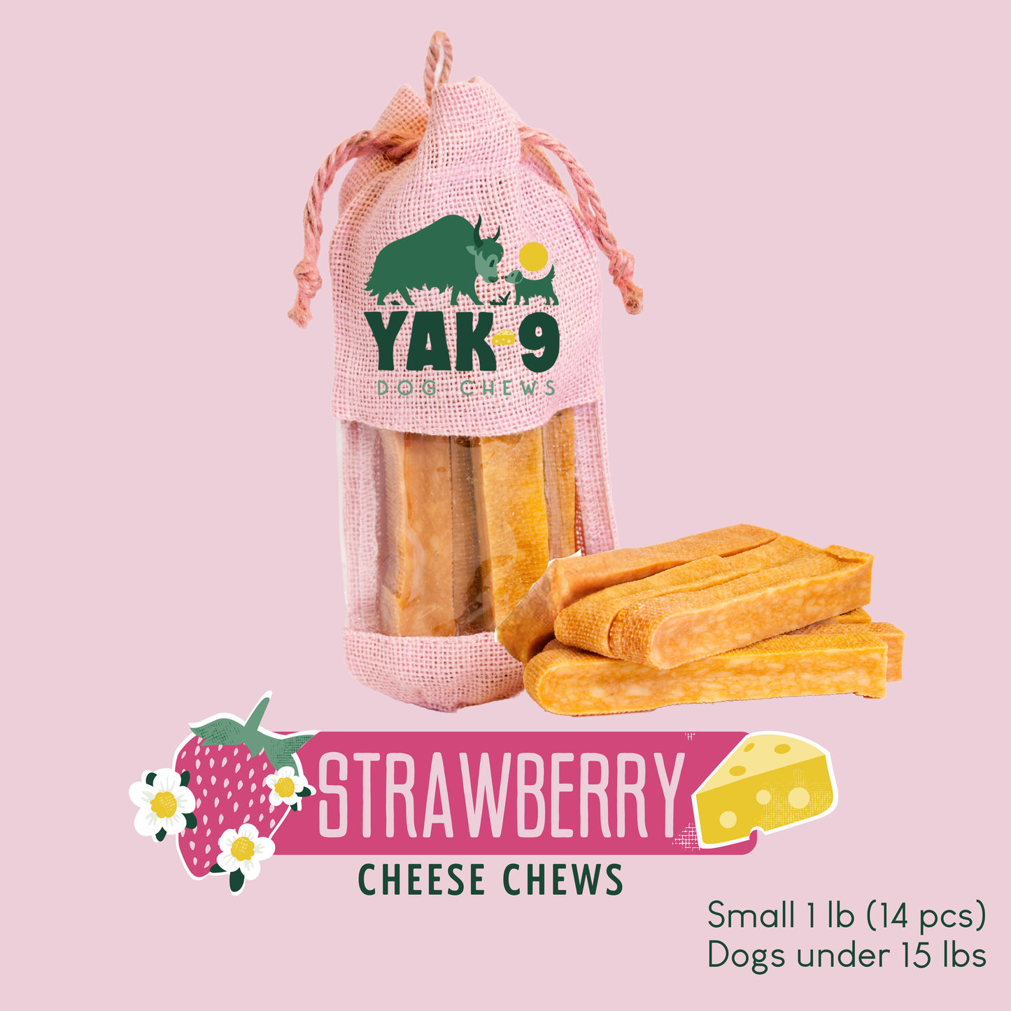 YAK9 Chews - Strawberry Cheese Chews for Dogs