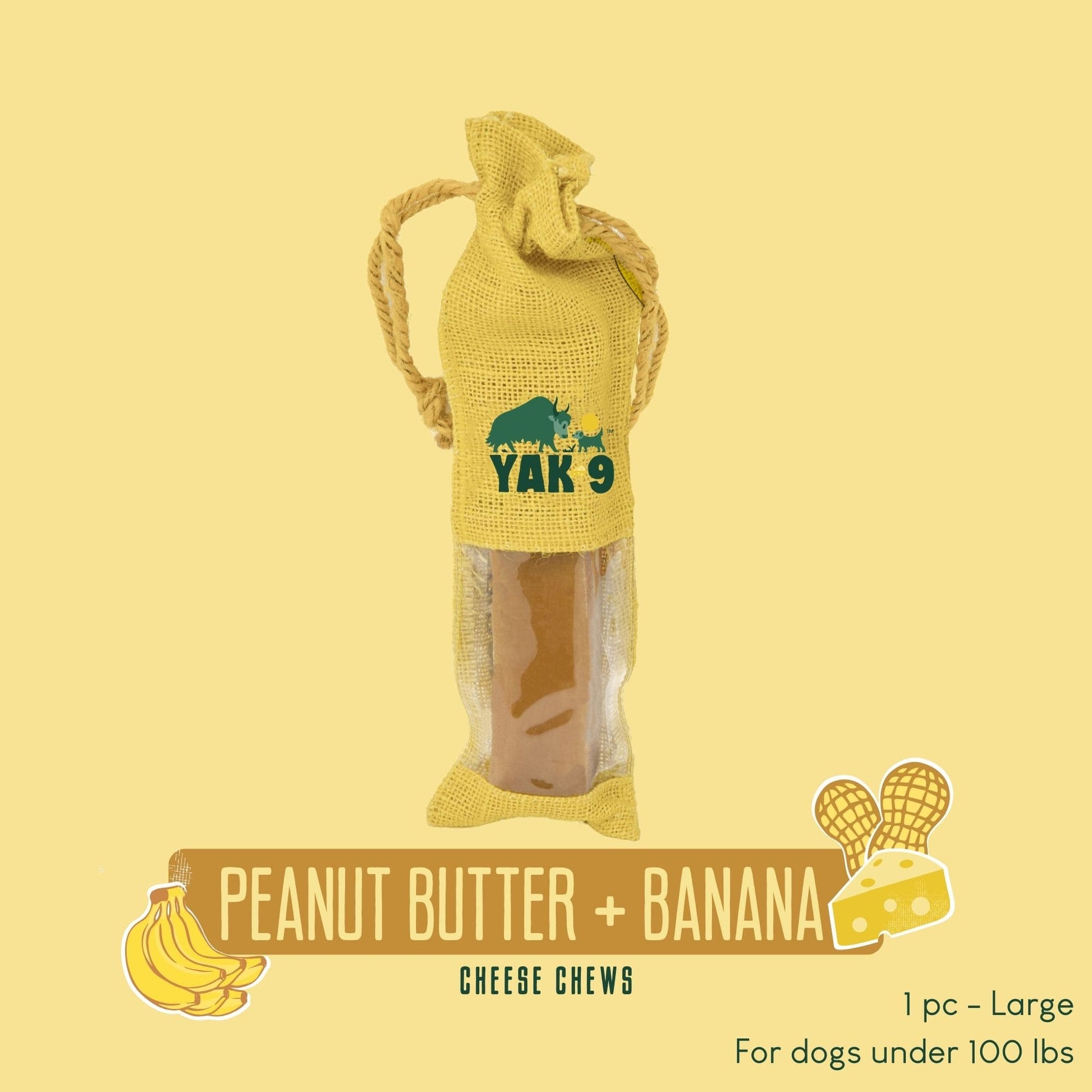 Yak9 Peanut Butter and Banana Yak Milk Chews for Dogs - Yak9 Chew