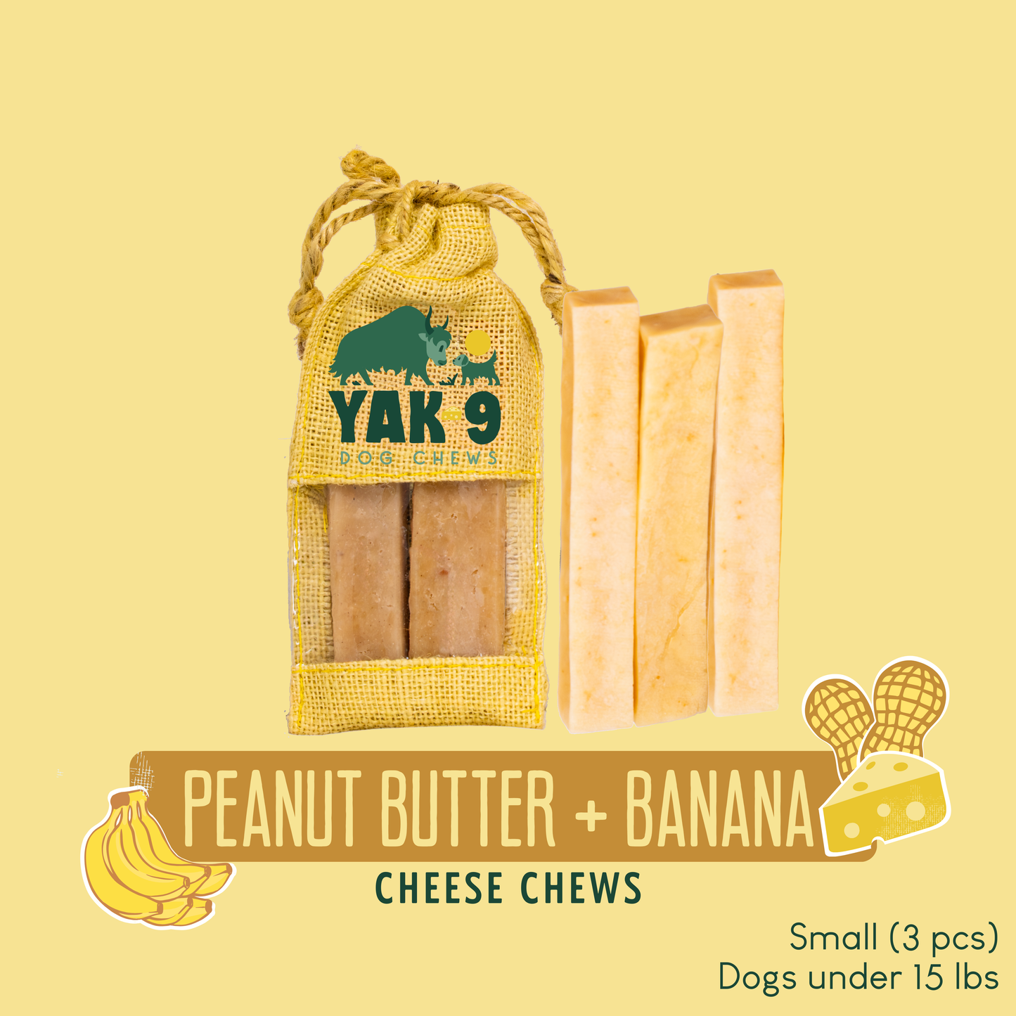 YAK9 Chews - Peanut Butter & Banana Chews for Dogs
