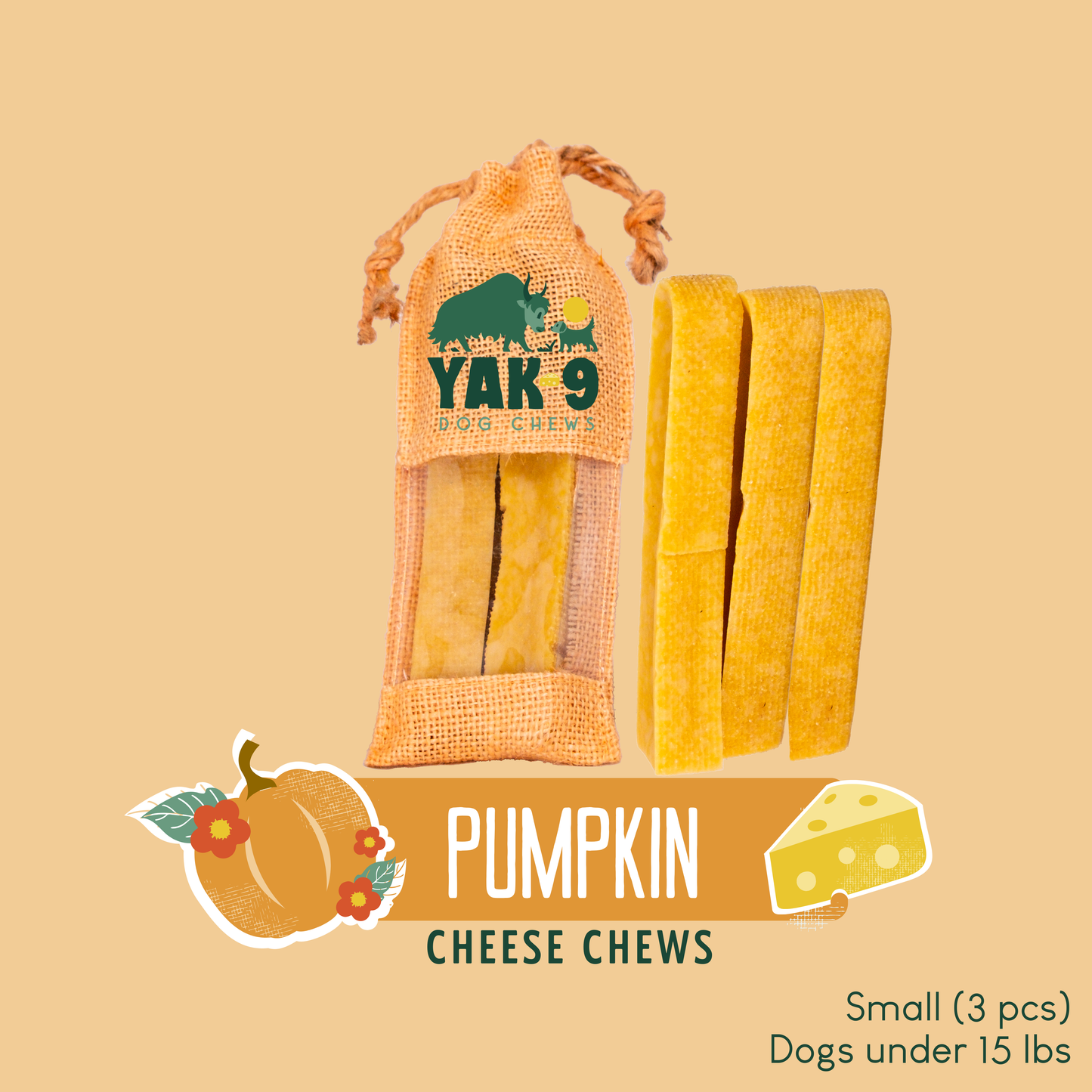 YAK9 Chews - Pumpkin Cheese Chews for Dogs