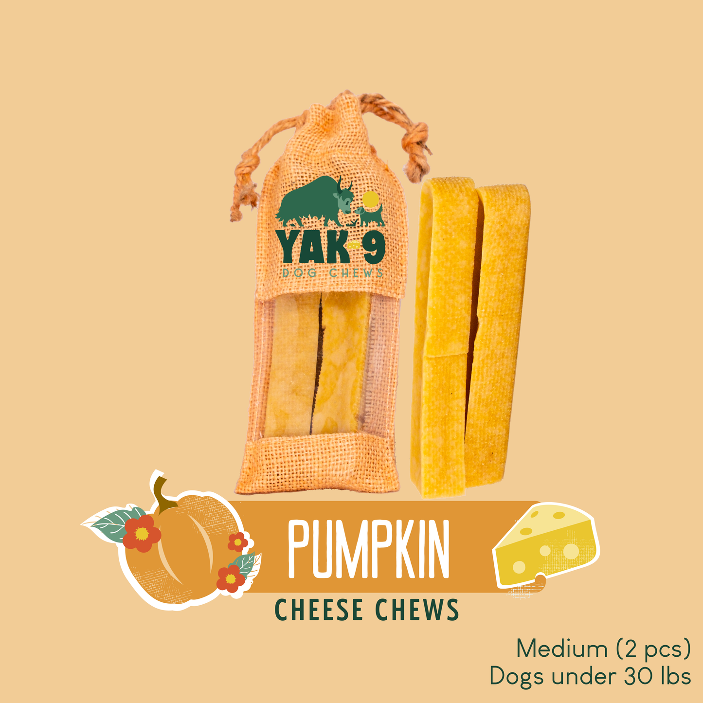 YAK9 Chews - Pumpkin Cheese Chews for Dogs
