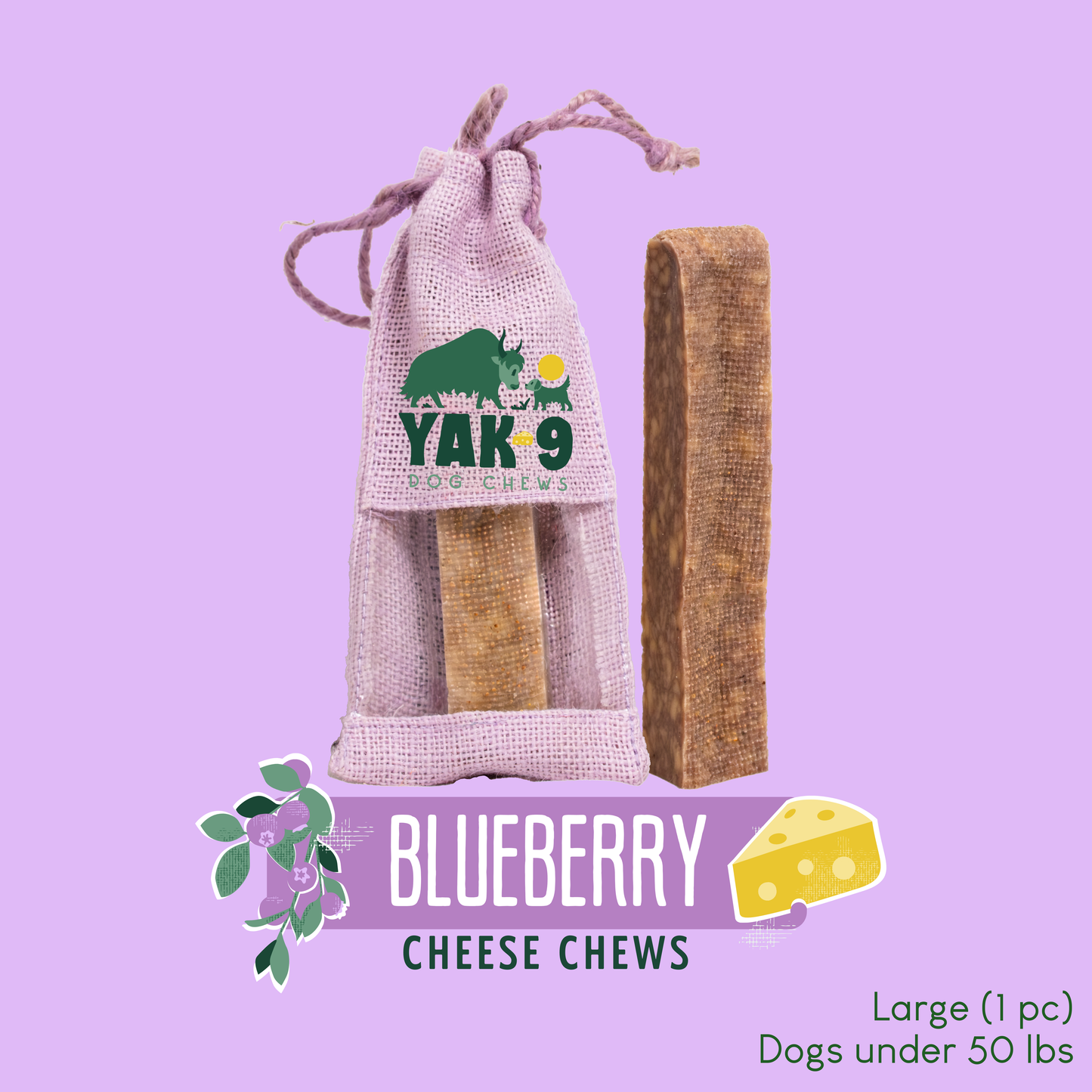 YAK9 Chews -  Blueberry Cheese Chews for Dogs