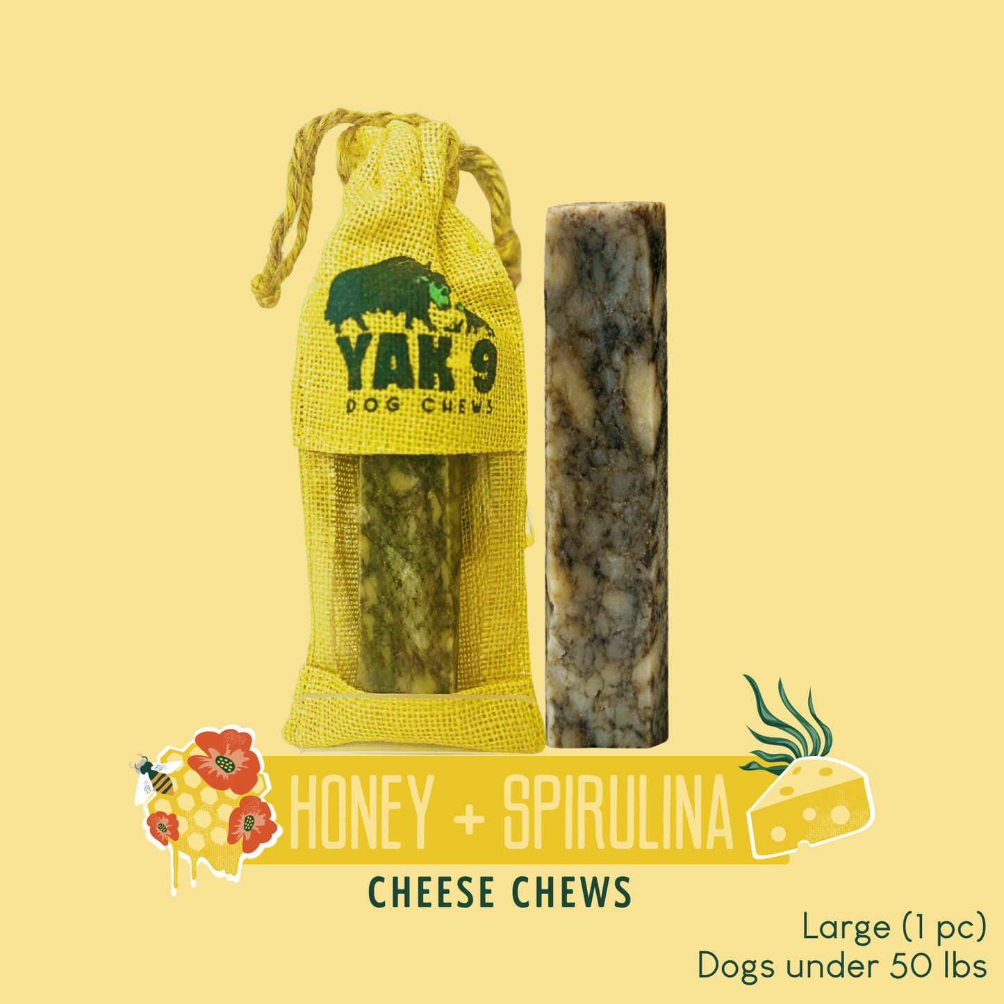 YAK9 Chews - Honey & Spirulina Cheese Chews for Dogs