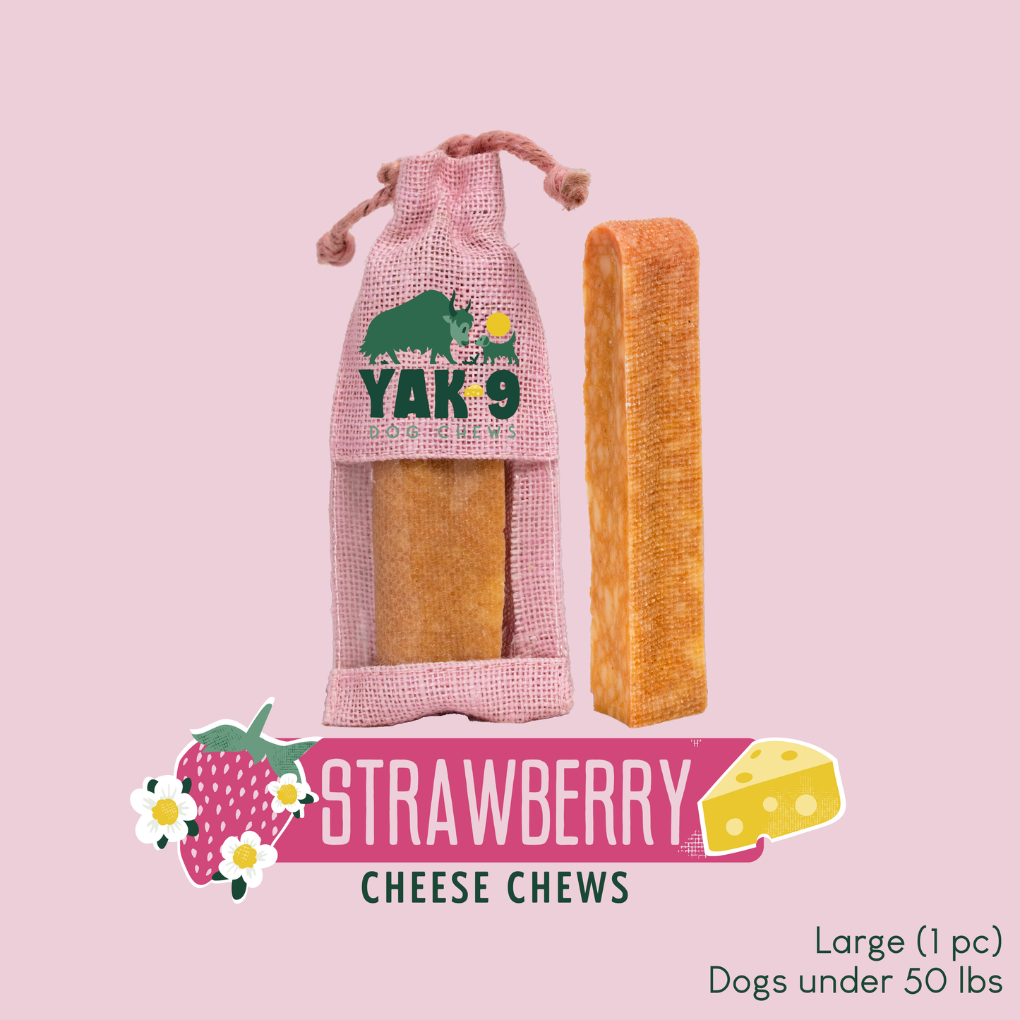 YAK9 Chews - Strawberry Cheese Chews for Dogs