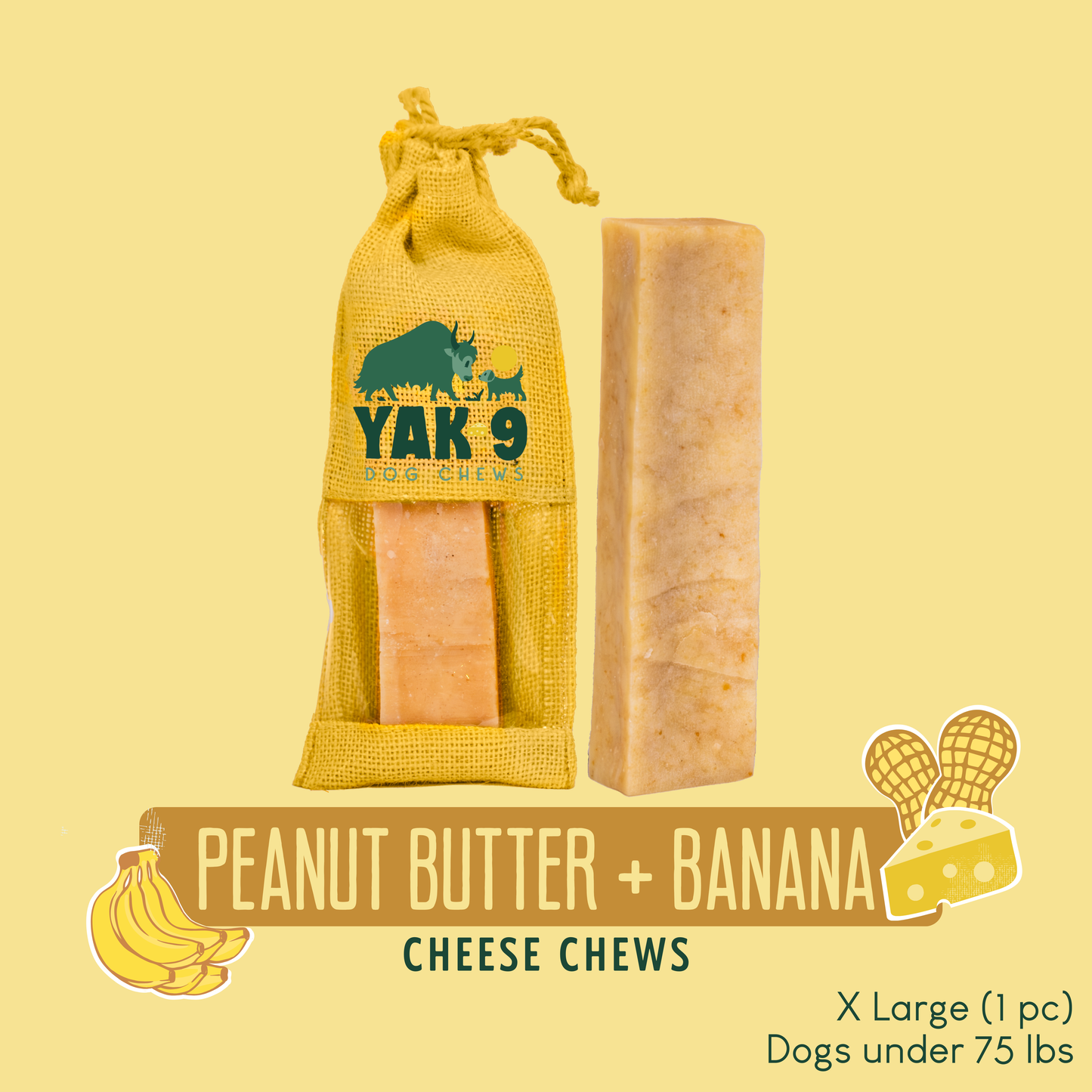 YAK9 Chews - Peanut Butter & Banana Chews for Dogs
