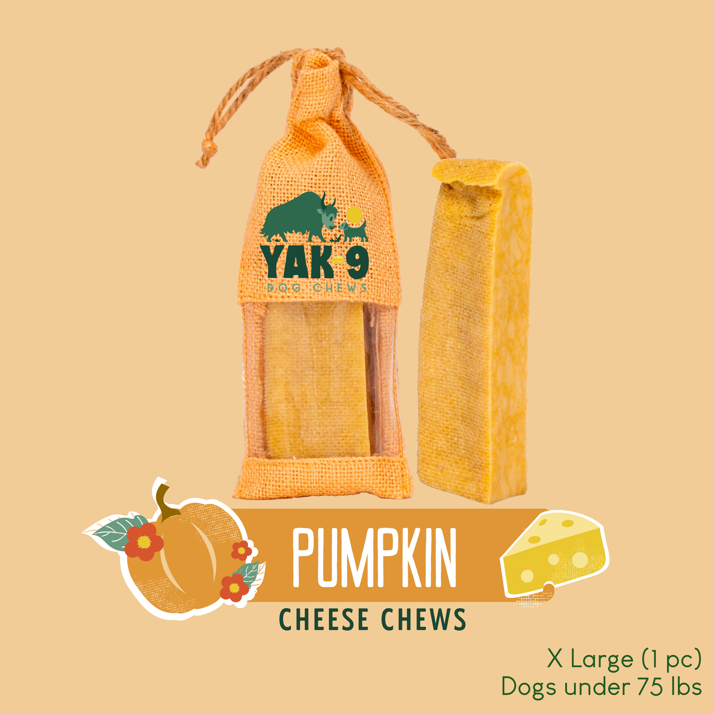 YAK9 Chews - Pumpkin Cheese Chews for Dogs