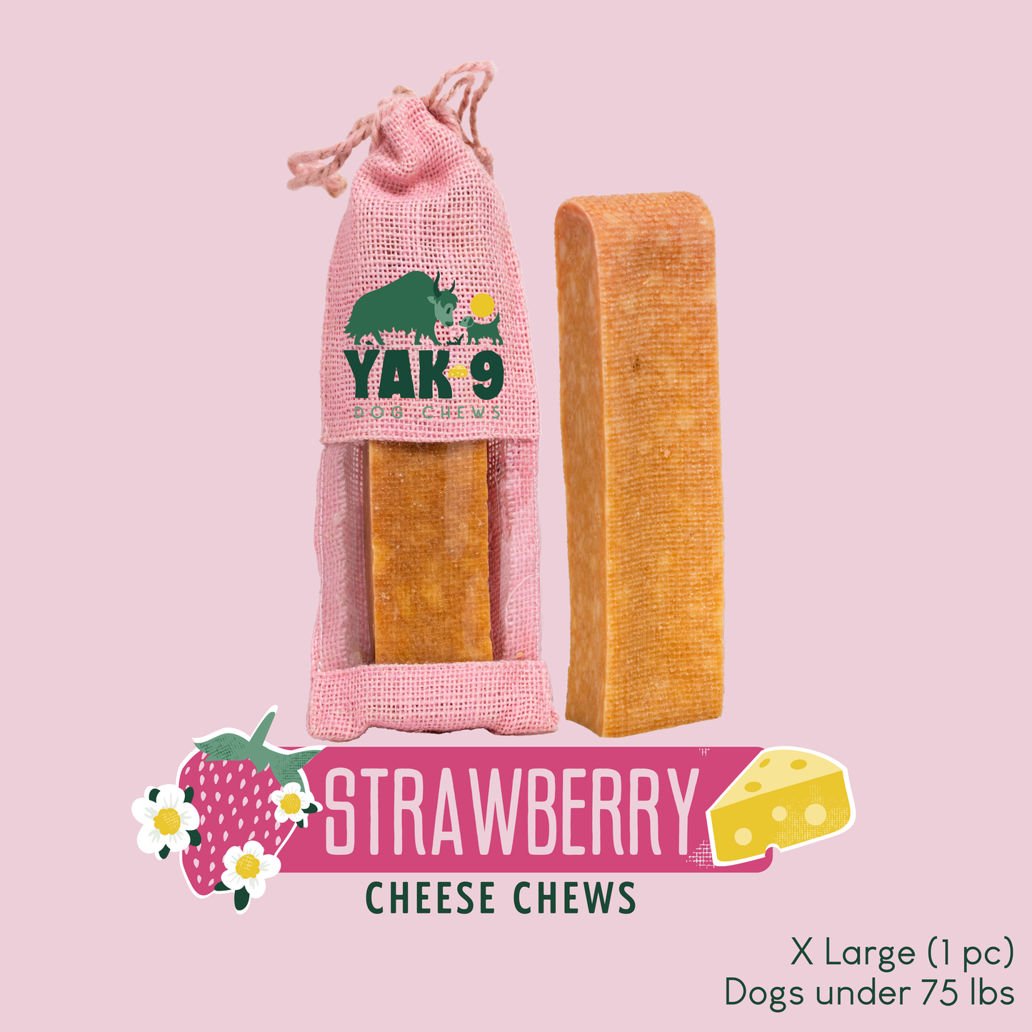 YAK9 Chews - Strawberry Cheese Chews for Dogs
