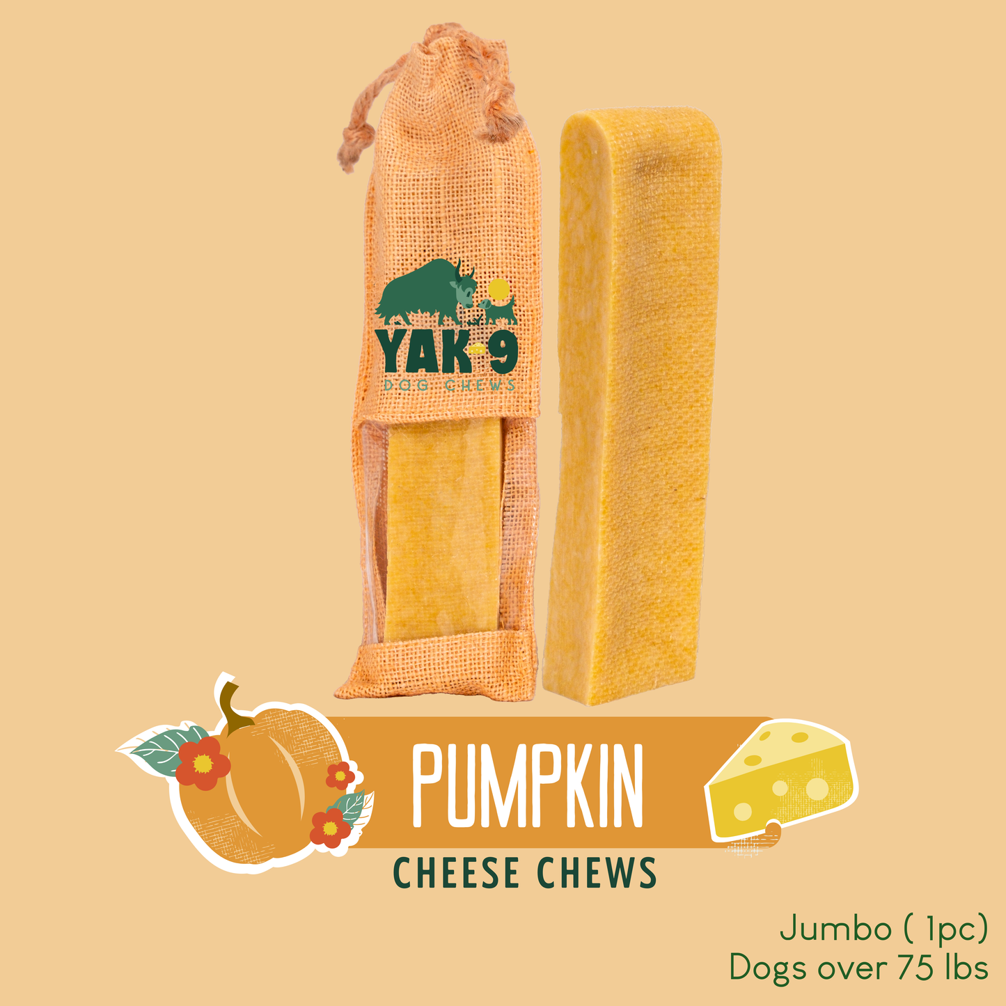YAK9 Chews - Pumpkin Cheese Chews for Dogs