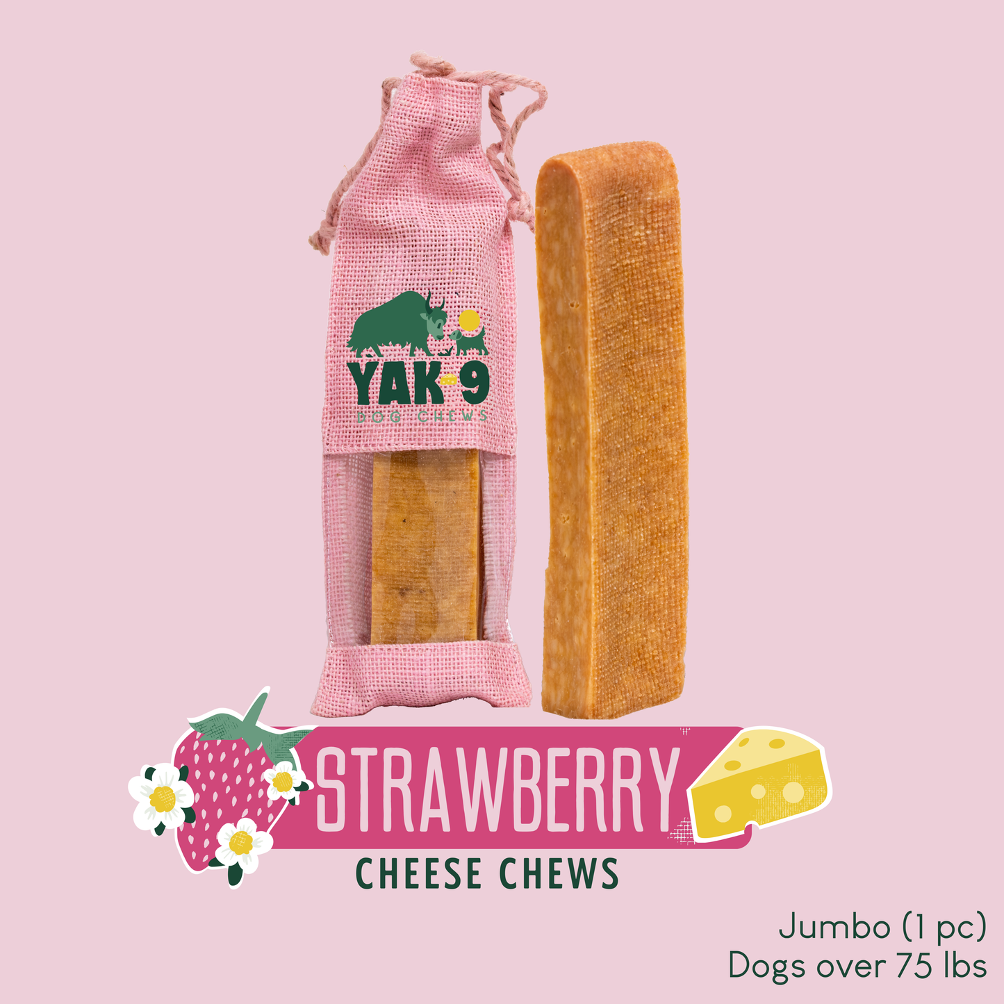 YAK9 Chews - Strawberry Cheese Chews for Dogs