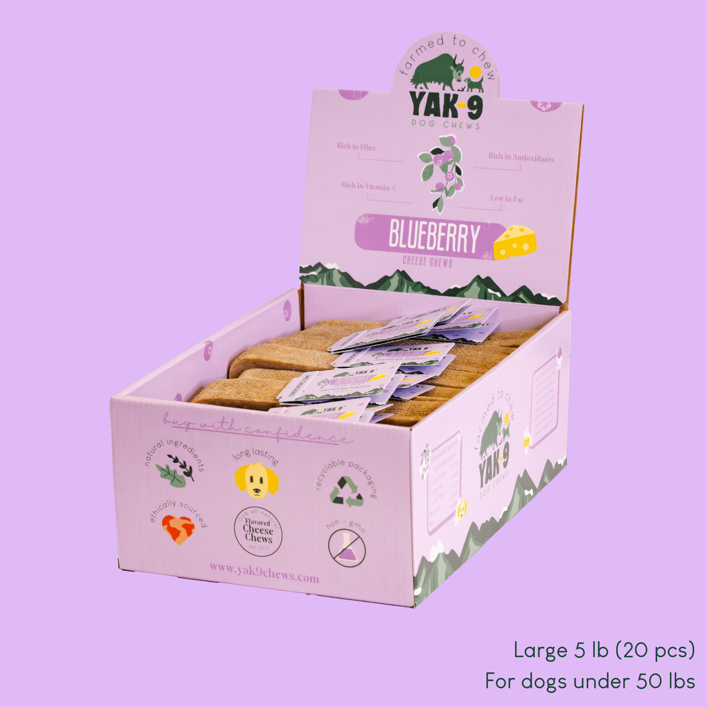 YAK9 Chews -  Blueberry Cheese Chews for Dogs