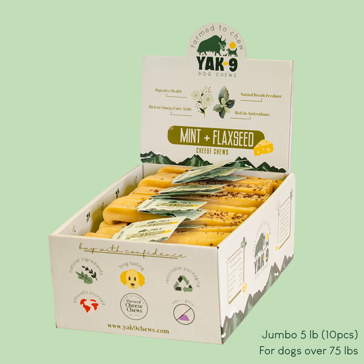 YAK9 Chews - Flaxseed & Mint Cheese Chews for Dogs
