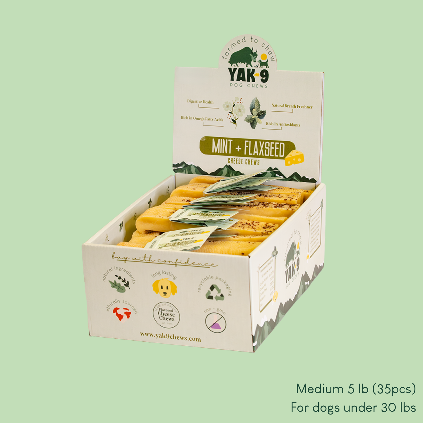 YAK9 Chews - Flaxseed & Mint Cheese Chews for Dogs