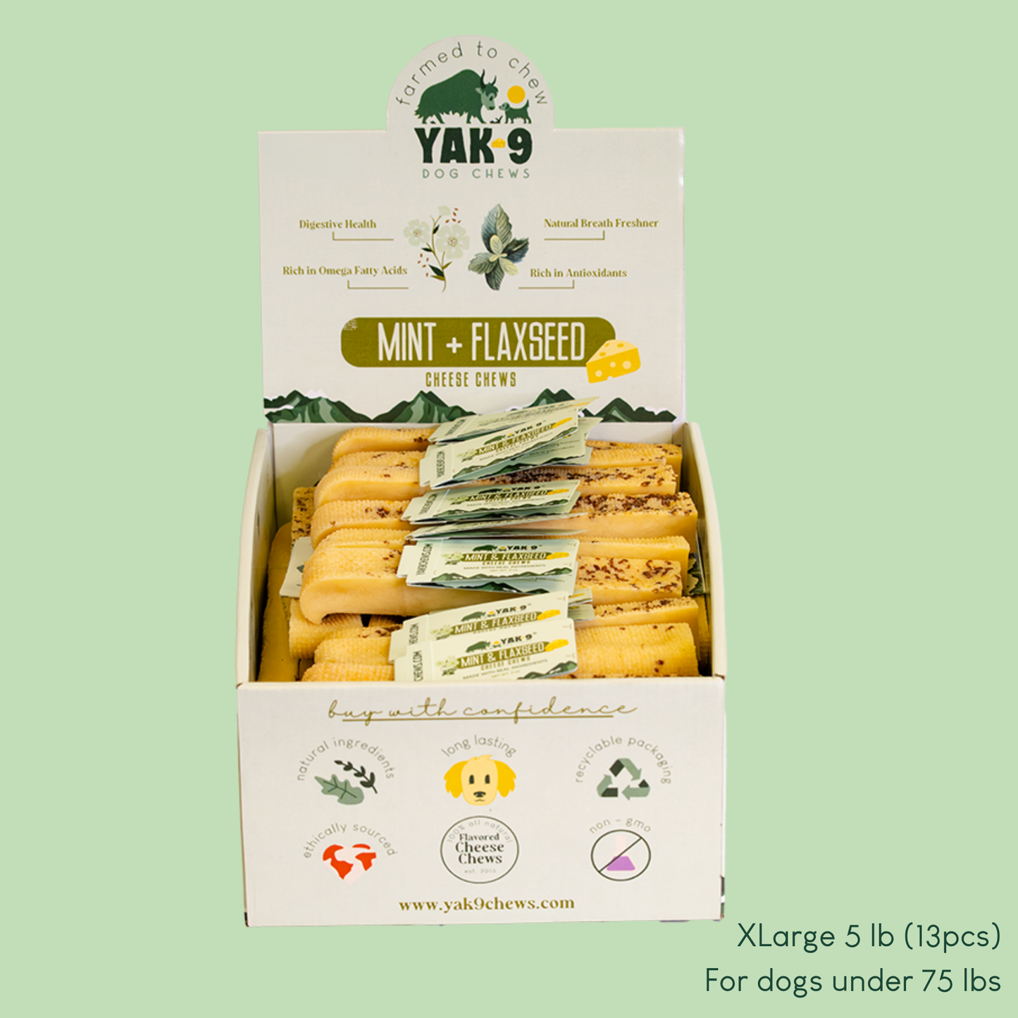 YAK9 Chews - Flaxseed & Mint Cheese Chews for Dogs